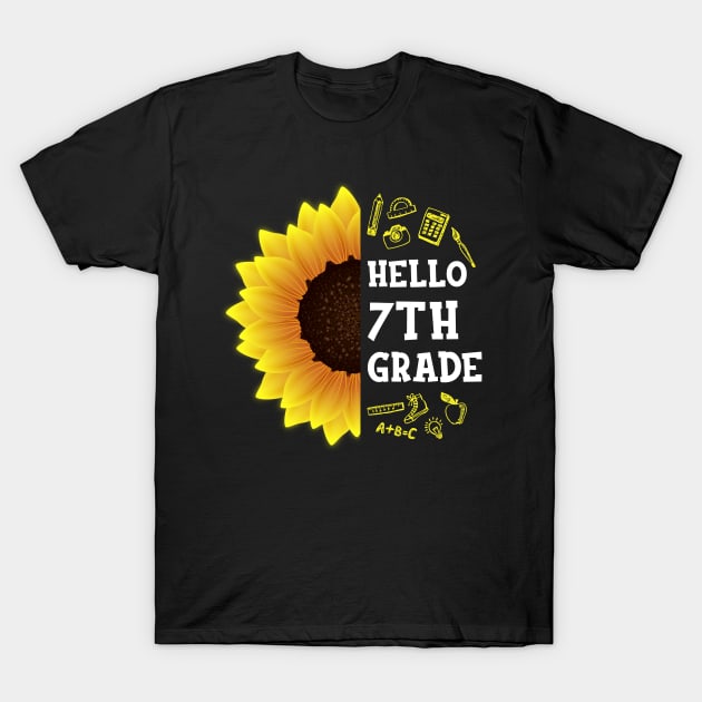 Hello Seventh Grade Shirt 7th Grade Back To School Sunflower Gift T-Shirt by hardyhtud